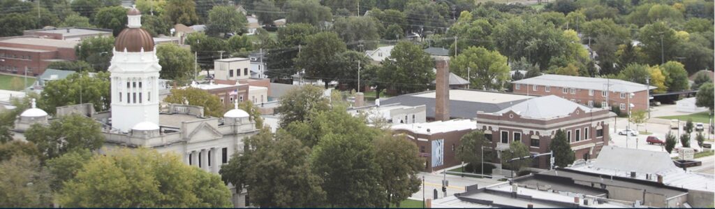 Aerial view of downtown Seward, Nebraska